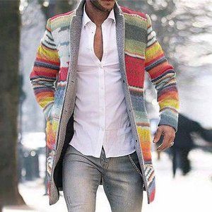 Men Autumn Winter Rainbow Stripes